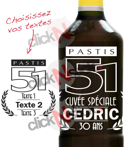 Personnalisation d'étiquette pour bouteille de Pastis 51