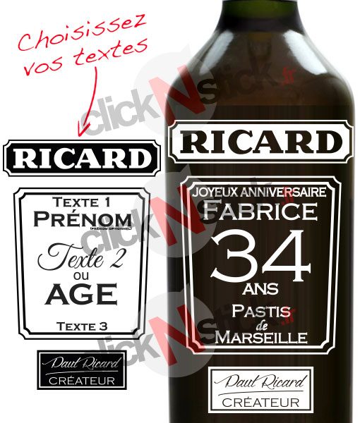 Personnalisation d'étiquette pour bouteille de Ricard