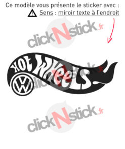 stickers volkswagen hot wheels en mode miroir texte à l'endroit
