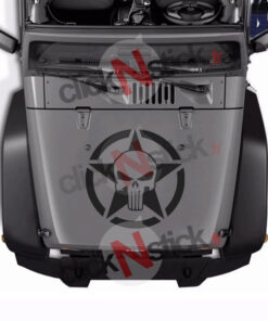 Autocollant sticker étoile USA armée punisher pour capot porte vitre